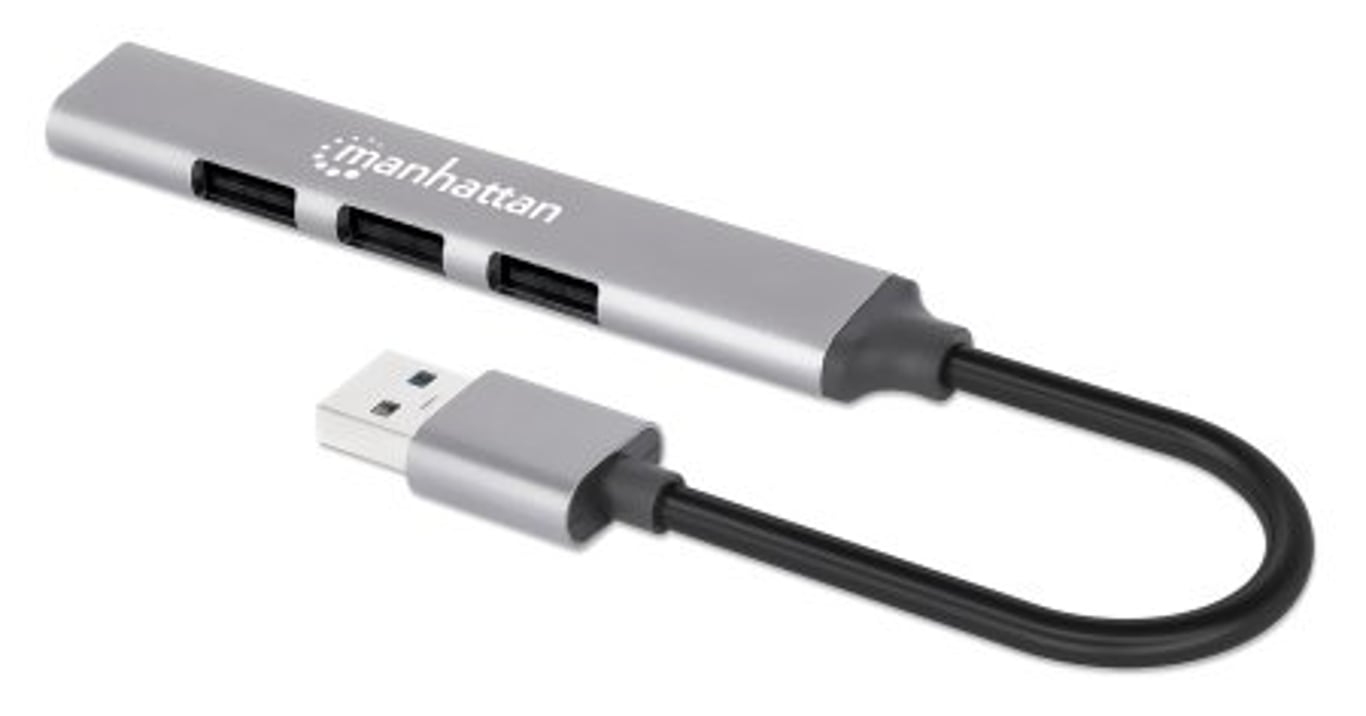 Manhattan 168427 huby i koncentratory USB 3.2 Gen 1 (3.1 Gen 1) Type-A 5000 Mbit/s Szary