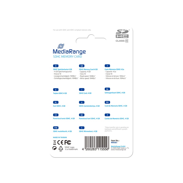 MediaRange 4GB SDHC Klasa 10