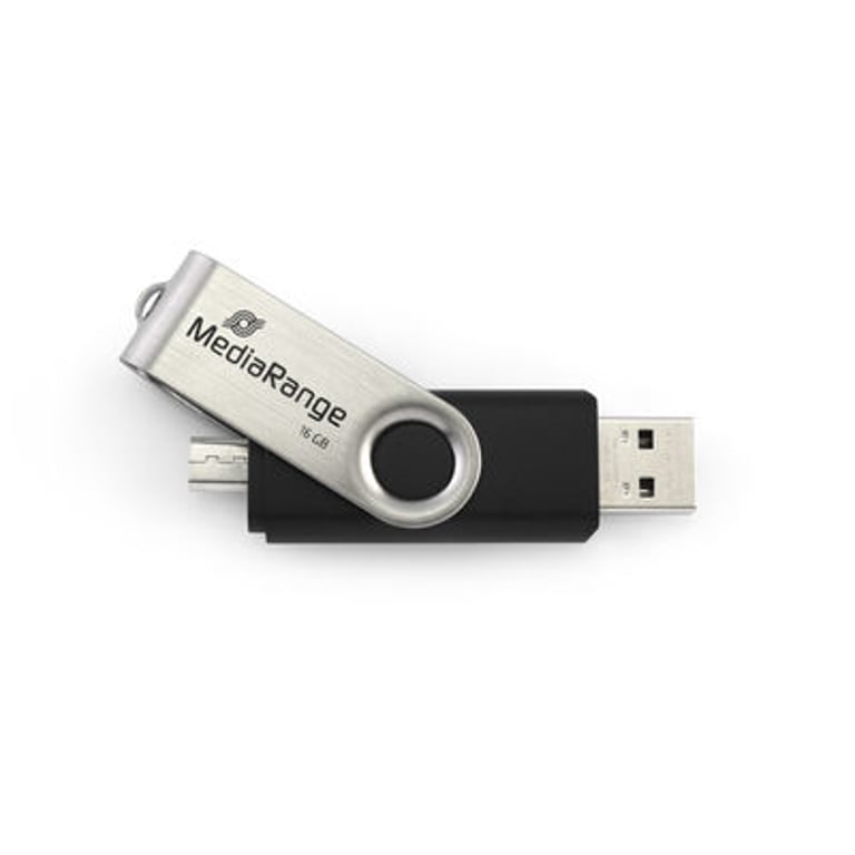 MediaRange MR932-2 32 GB USB Type-A / Micro-USB 2.0 Czarny, Srebrny MR932-2