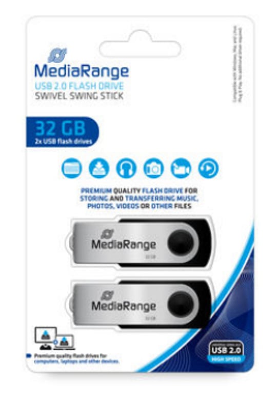 MediaRange MR911-2 32 GB USB Typu-A 2.0 Czarny, Srebrny MR911-2