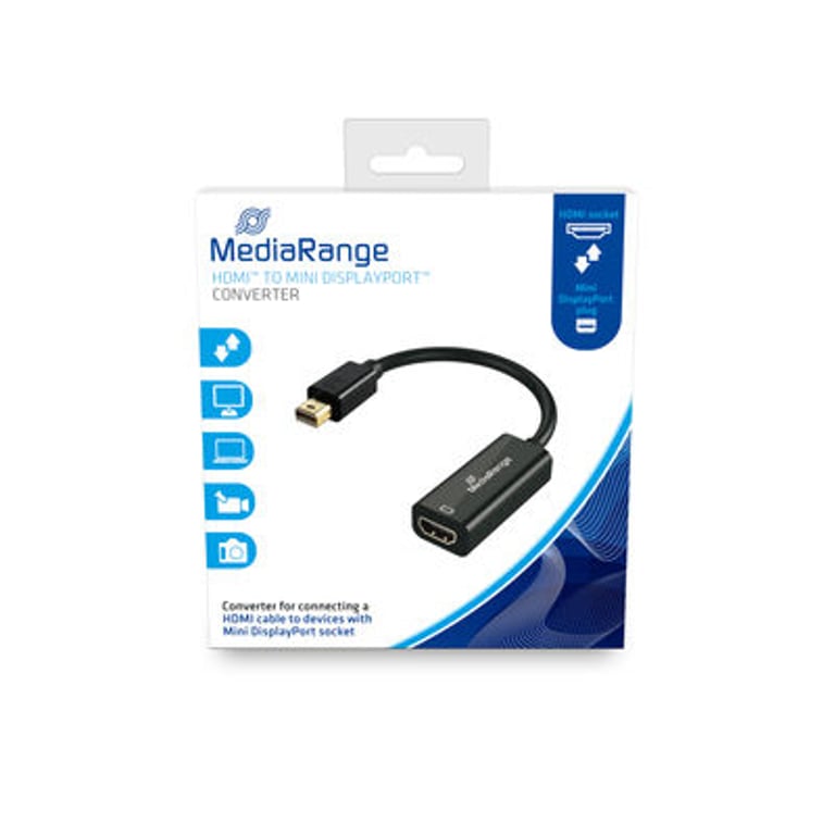 MediaRange MRCS176 adapter kablowy 0,15 m Mini DisplayPort HDMI Czarny