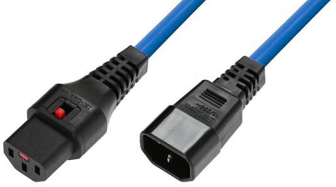 Microconnect MC-C13C14LOCK-2MB kabel zasilające Niebieski 2 m C13 panel C14 panel