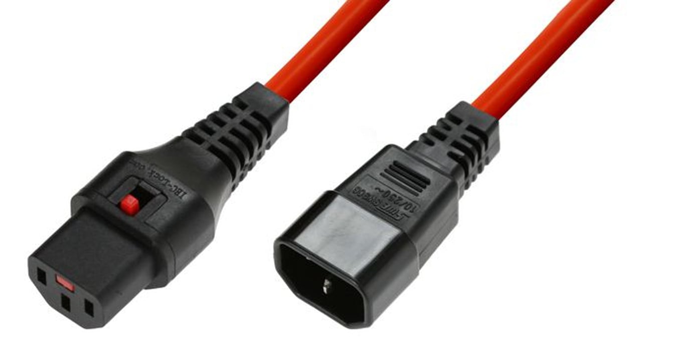 Microconnect MC-C13C14LOCK-0.5M kabel zasilające Czerwony 0,5 m C13 panel C14 panel