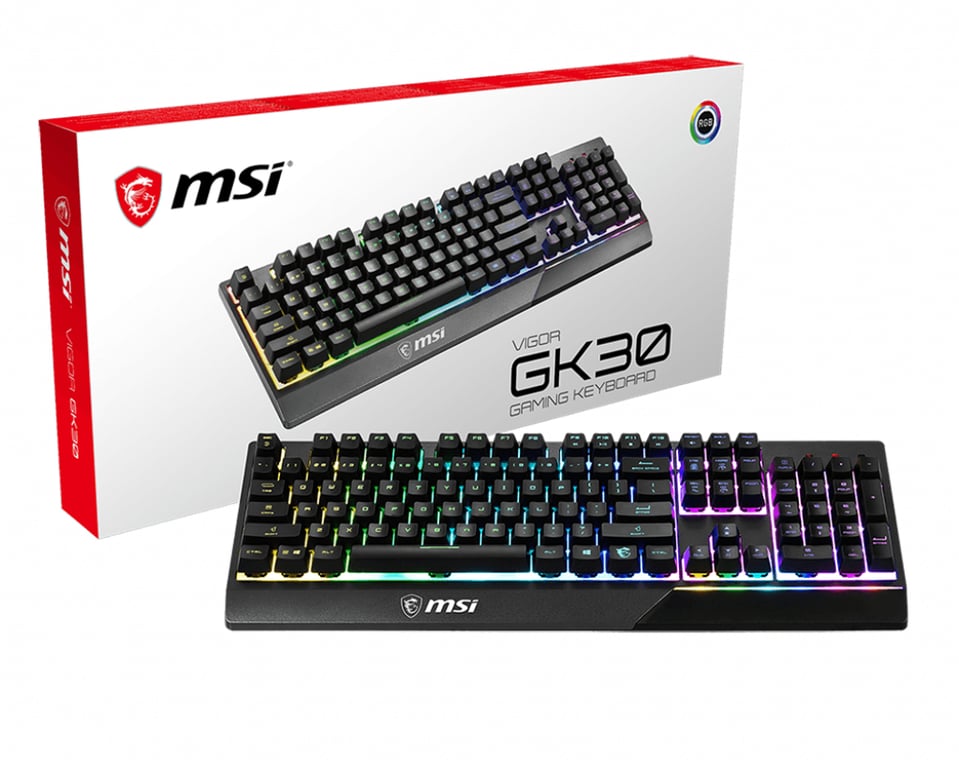 MSI VIGORGK30 klawiatura Gaming USB QWERTY British English Czarny