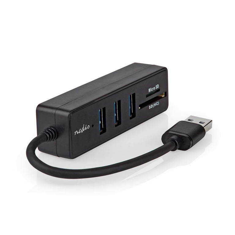 Nedis CCGB61250BK01 huby i koncentratory USB 3.2 Gen 1 (3.1 Gen 1) Type-A 5000 Mbit/s Czarny