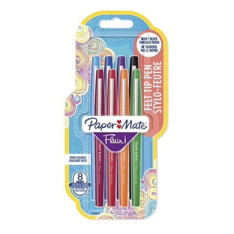Papermate Flair mazak Średni Wielobarwny 8 szt.