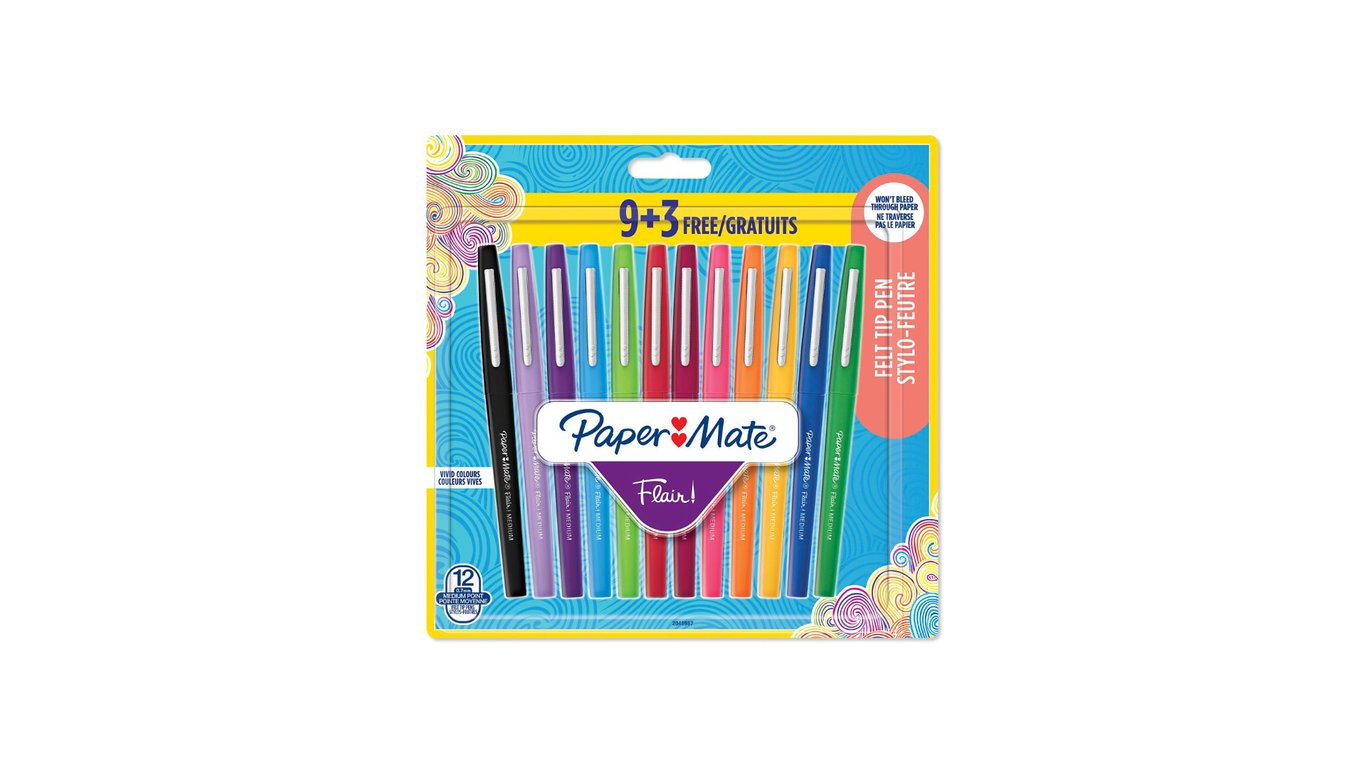 Papermate Flair mazak Średni Wielobarwny 12 szt.