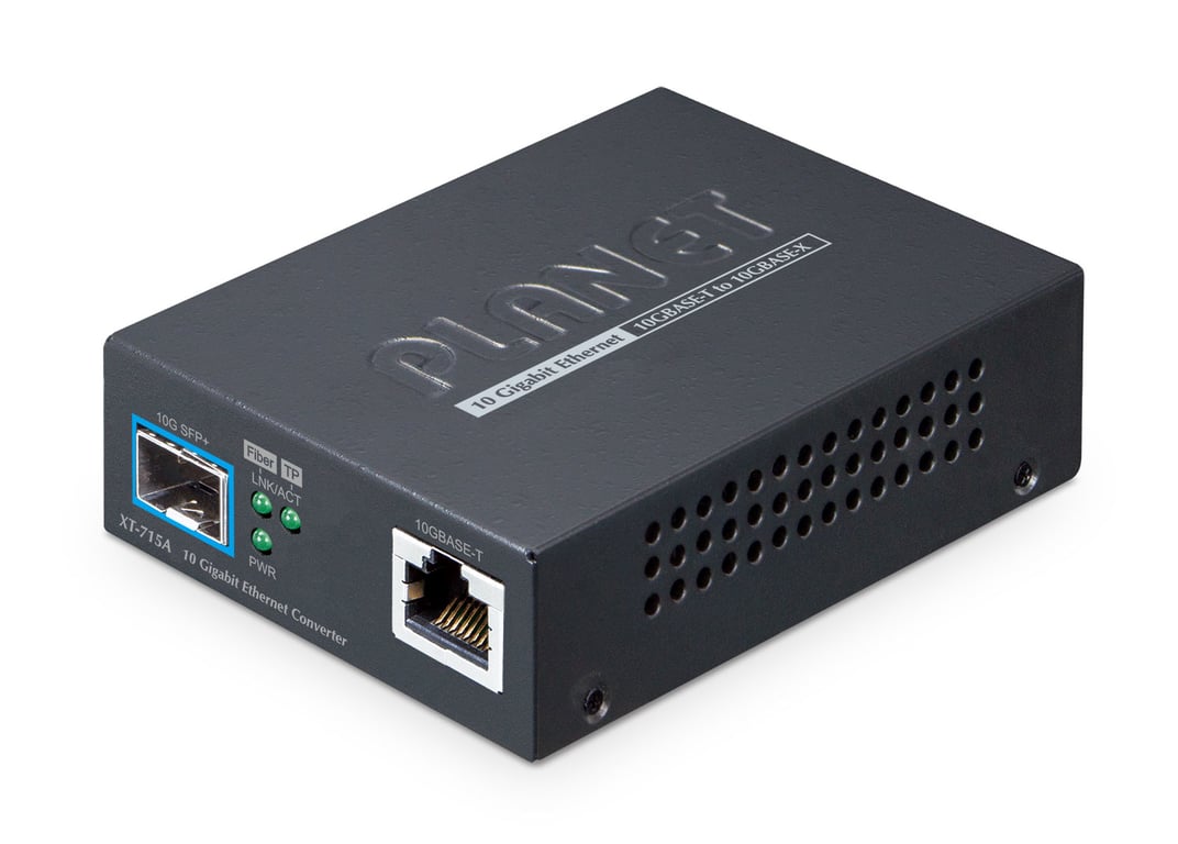 PLANET 10GBASE-T to 10GBASE-X SFP+ Media Converter Copper port - Converter - Kupferdraht konwerter sieciowy Multifunkcyjny, Pojedynczy Czarny