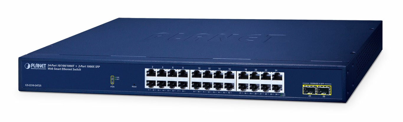 PLANET 24-Port 10/100/1000T + 2-Port Zarządzany L2 Gigabit Ethernet (10/100/1000) Niebieski
