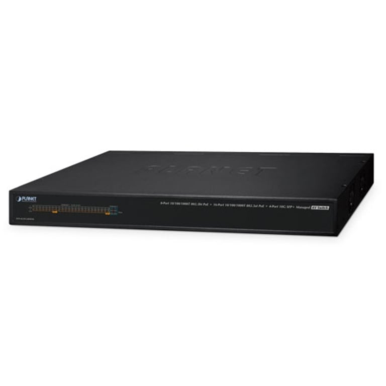 PLANET AVS-4210-24HP4X łącza sieciowe Zarządzany L2/L4 10G Ethernet (100/1000/10000) Obsługa PoE 1U Czarny