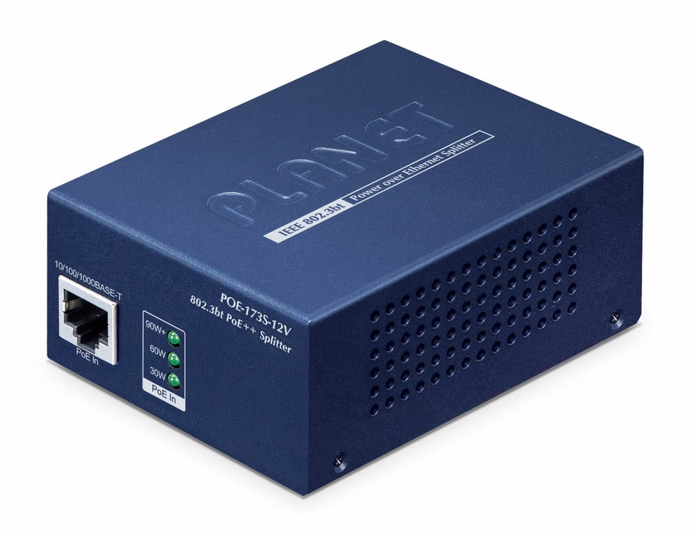 PLANET POE-173S-12V rozgałęziacz sieciowy Obsługa PoE Niebieski