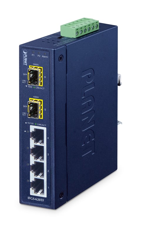 PLANET IFGS-620TF łącza sieciowe Nie zarządzany Fast Ethernet (10/100) Niebieski