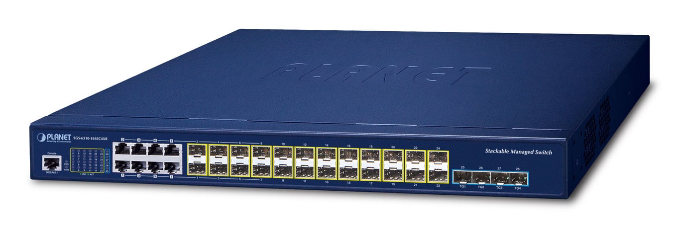 PLANET Layer 3 16-Port 100/1000X SFP Zarządzany L3 10G Ethernet (100/1000/10000) 1U Niebieski