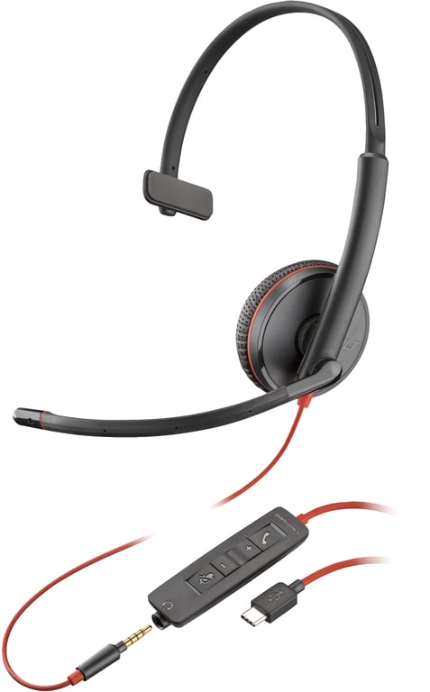 POLY Jednouszny zestaw słuchawkowy Blackwire C3215 + futerał