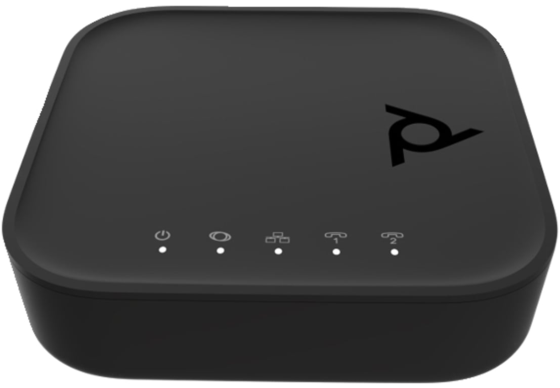 POLY Adapter VoIP ATA 402 2FXS z portem głosowym, otwartym protokołem SIP z zasilaczem