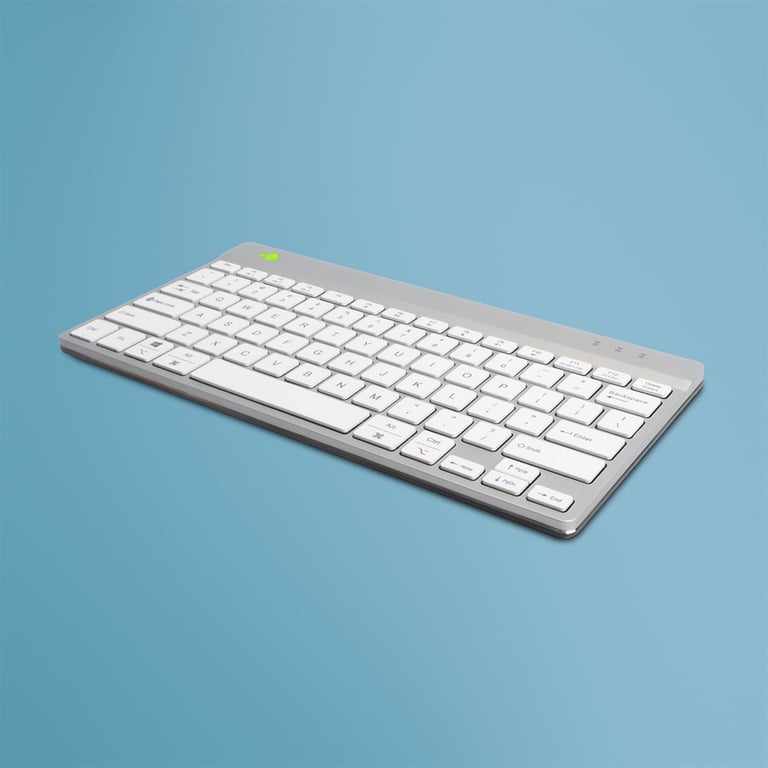 R-Go Tools Ergonomiczna R-Go Compact Break klawiatura,Bluetooth, z oprogramowaniem do robienia przerw, QWERTY (US), biała