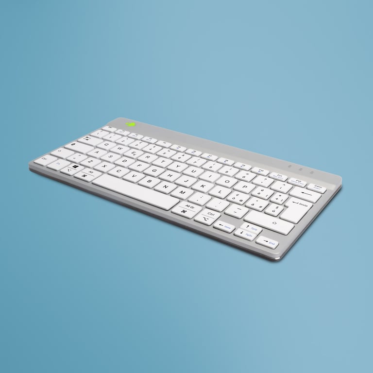 R-Go Tools Ergonomiczna R-Go Compact Break klawiatura, Bluetooth, z oprogramowaniem do robienia przerw, QWERTY (IT), biała