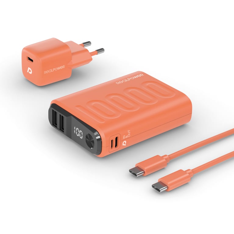 RealPower PB-10000 Litowo-polimerowy (LiPo) 10000 mAh Pomarańczowy