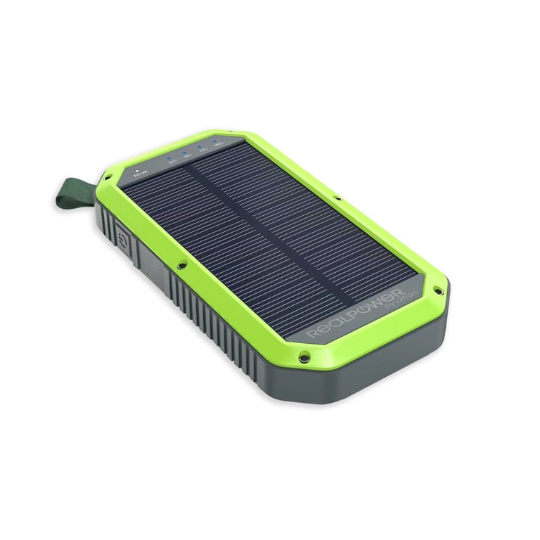 RealPower PB-10000 Solar Litowo-polimerowy (LiPo) 10000 mAh Bezprzewodowe ładowanie Czarny, Zielony