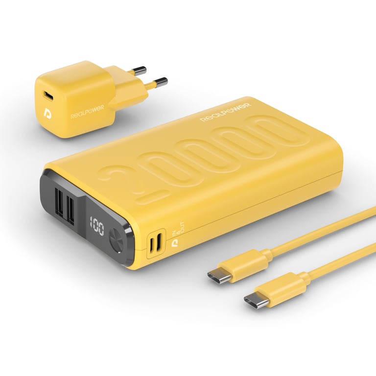 RealPower PB-20000 Litowo-polimerowy (LiPo) 20000 mAh Żółty