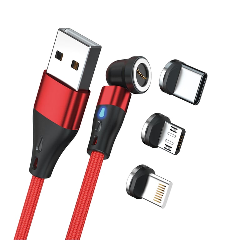 RealPower MagneticCharge3 kabel USB 2 m USB A Czerwony