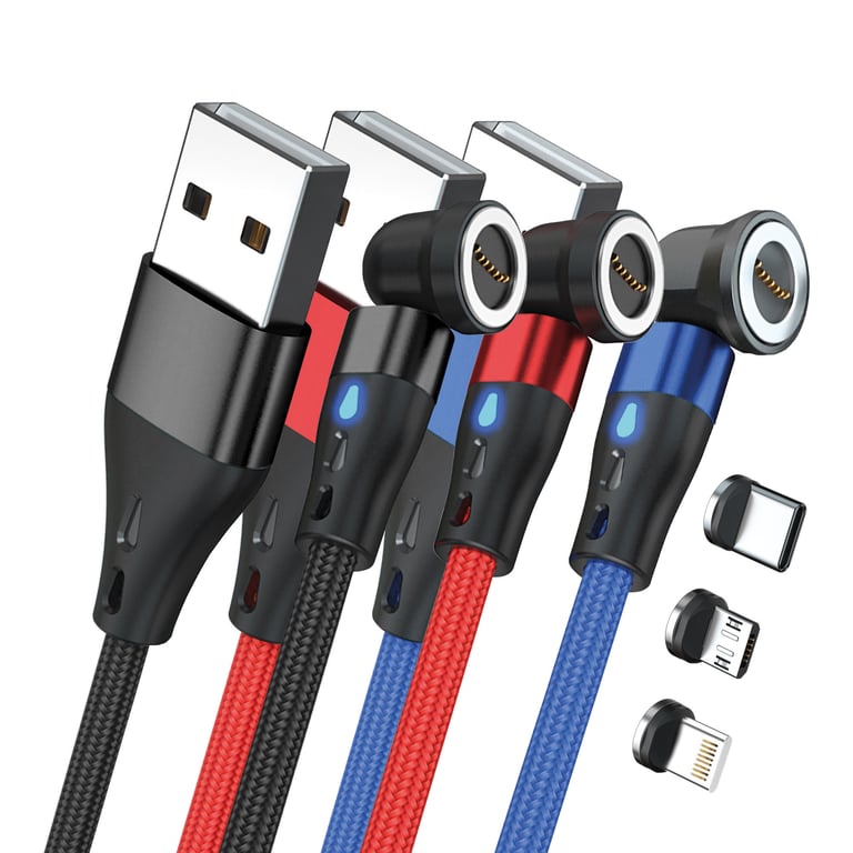 RealPower MagneticCharge3 kabel USB 1 m USB A Czarny, Niebieski, Czerwony