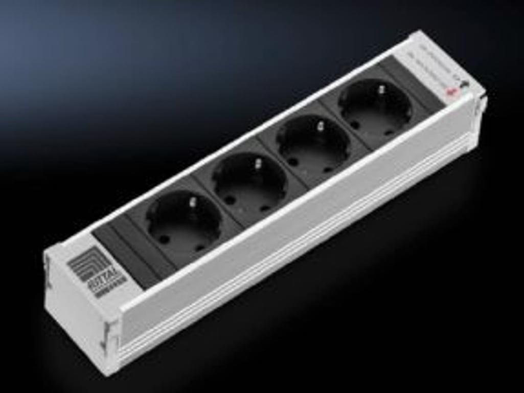 Rittal DK 7856.100 rozgałęziacz 4 x gniazdo sieciowe Wewnętrzna Aluminium, Czarny