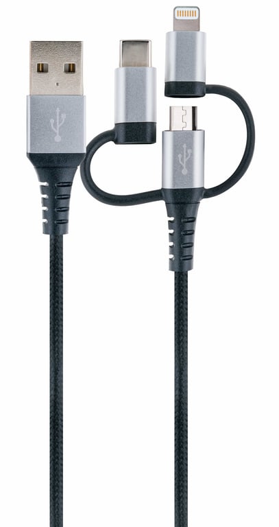 Schwaiger LKU 100 kabel USB 1,5 m USB 2.0 USB A Micro-USB B Czarny, Srebrny
