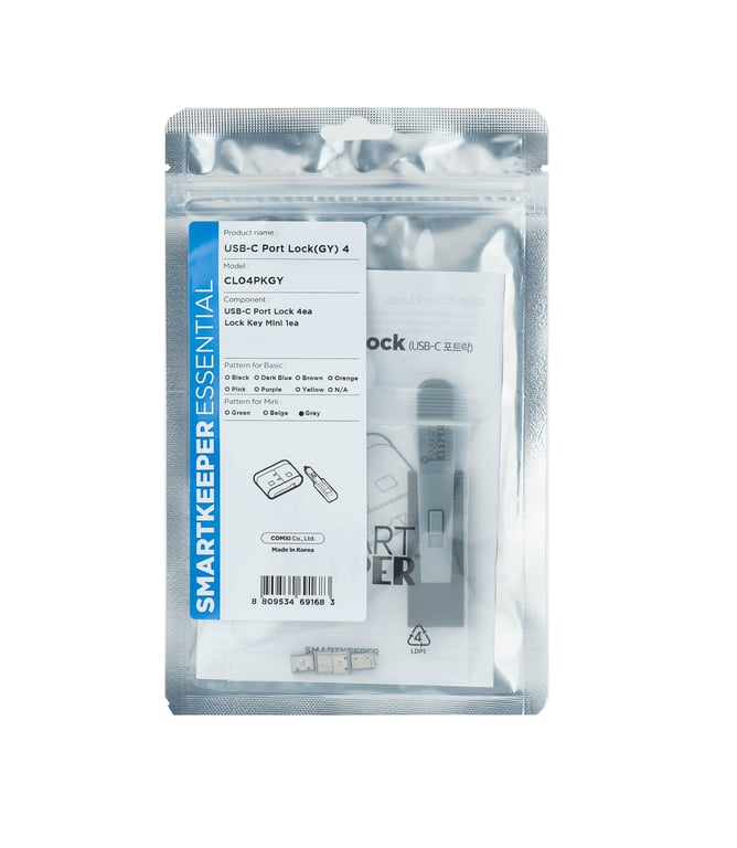 Smartkeeper CL04PKGY bloker portów Blokada portu + klucz USB Type-C Szary Plastik 1 szt.
