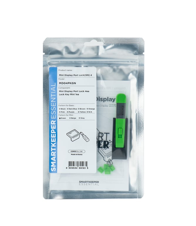 Smartkeeper MD04PKGN bloker portów Blokada portu + klucz Mini DisplayPort Zielony Plastik 1 szt.
