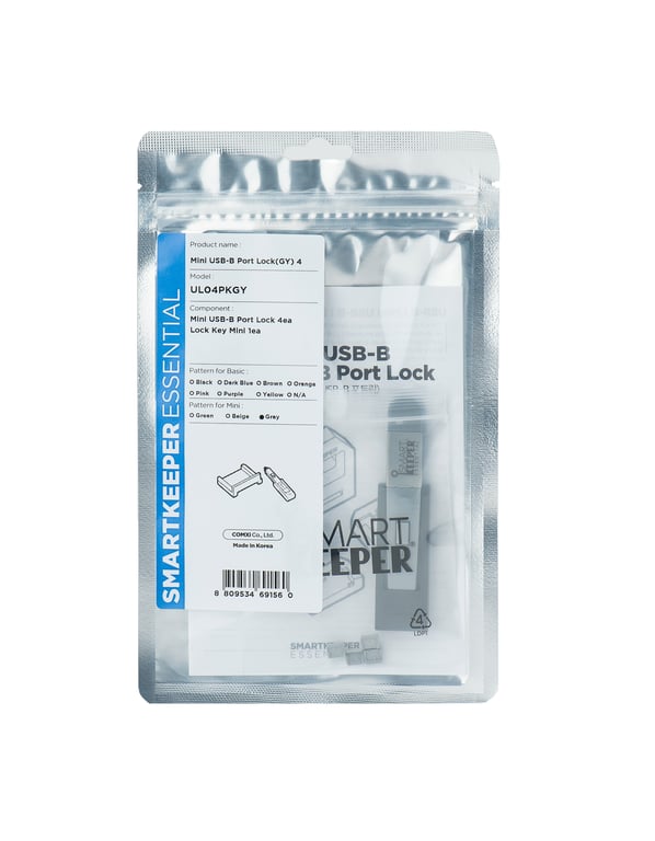 Smartkeeper UL04PKGY bloker portów Blokada portu + klucz Mini-USB Type-B Szary Plastik 1 szt.