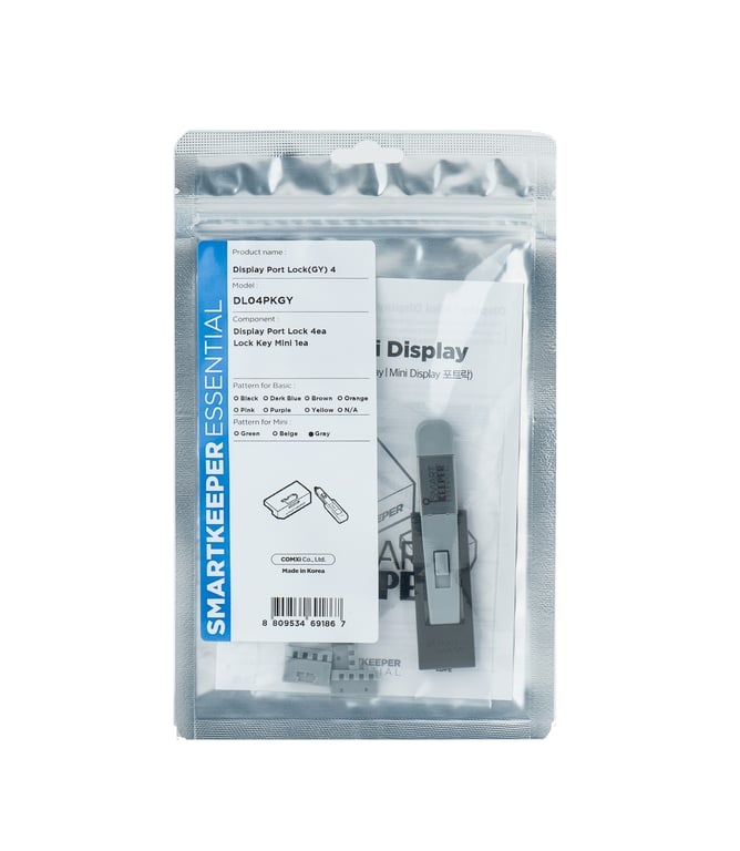 Smartkeeper DL04PKGY bloker portów Blokada portu + klucz DisplayPort Szary 1 szt.