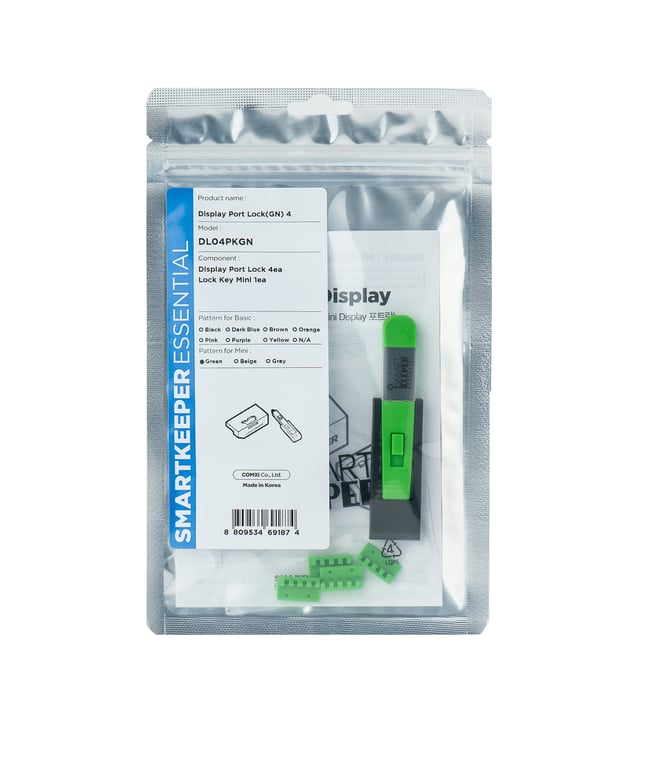 Smartkeeper DL04PKGN bloker portów Blokada portu + klucz DisplayPort Zielony 1 szt.