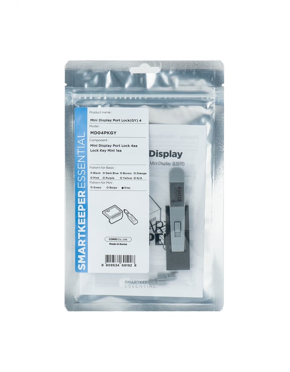 Smartkeeper MD04PKGY bloker portów Blokada portu + klucz Mini DisplayPort Szary Plastik 1 szt.