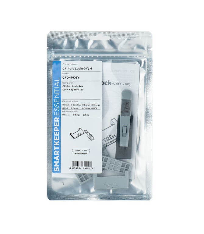 Smartkeeper CF04PKGY bloker portów Blokada portu + klucz Karta pamięci CompactFlash Szary Plastik 1 szt.