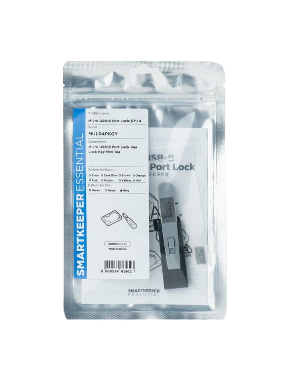 Smartkeeper MUL04PKGY bloker portów Blokada portu + klucz Micro USB Type-B Szary Plastik 1 szt.