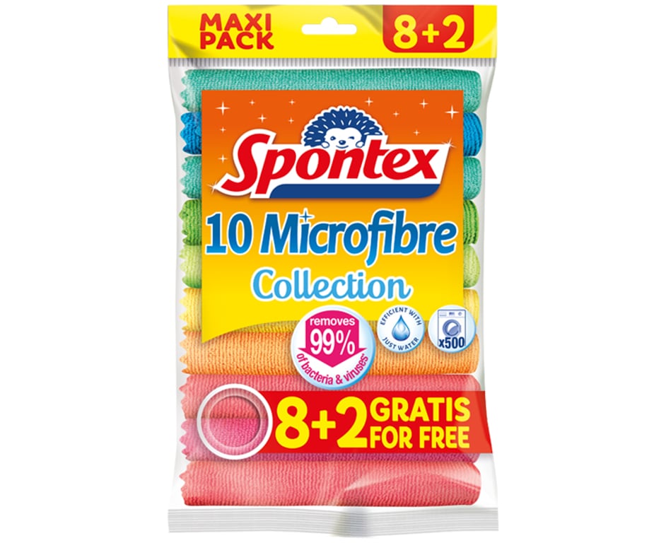 Spontex 19780028 ściereczka czyszcząca Mikrofibra Wielobarwny 10 szt.