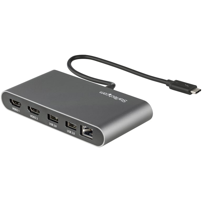 StarTech TB3DKM2HDL stacja dokująca Przewodowa Thunderbolt 3 Szary