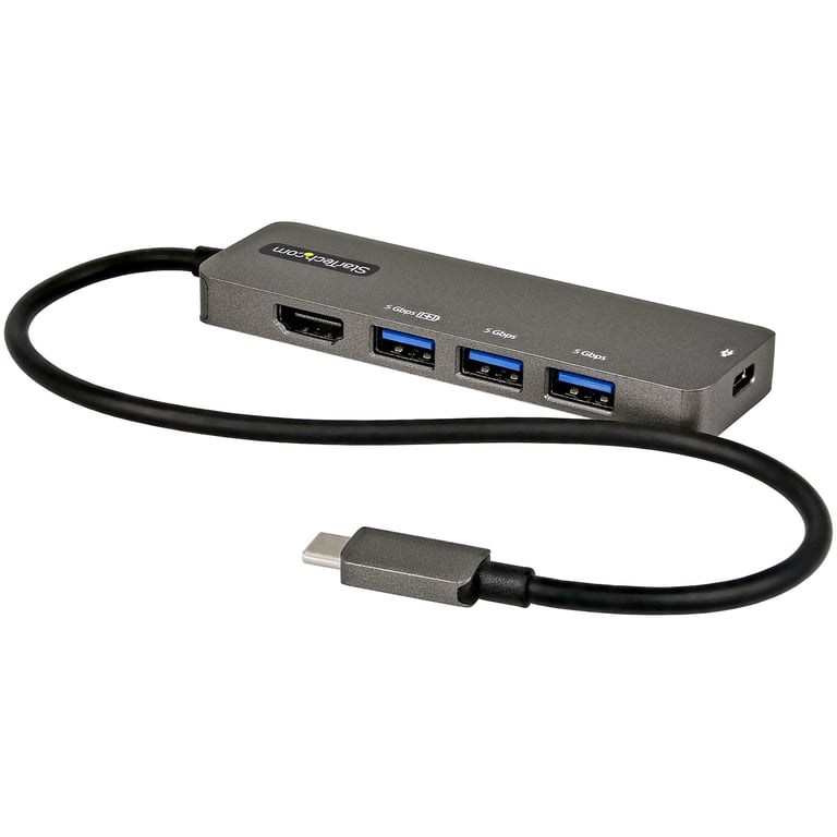 StarTech DKT30CHPD3 huby i koncentratory USB 3.2 Gen 1 (3.1 Gen 1) Type-C 5000 Mbit/s Czarny, Szary