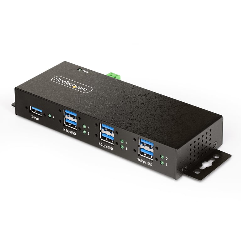 StarTech 5G7AINDRM-USB-A-HUB huby i koncentratory USB 3.2 Gen 1 (3.1 Gen 1) Type-B 5000 Mbit/s Czarny