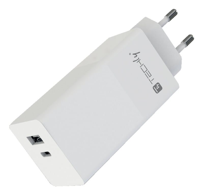 Techly IPW-PD100W-WH ładowarka do urządzeń przenośnych Power bank, Smartfon, Tablet, Uniwersalne Biały Prąd przemienny Szybkie ładowanie Wewnętrzna