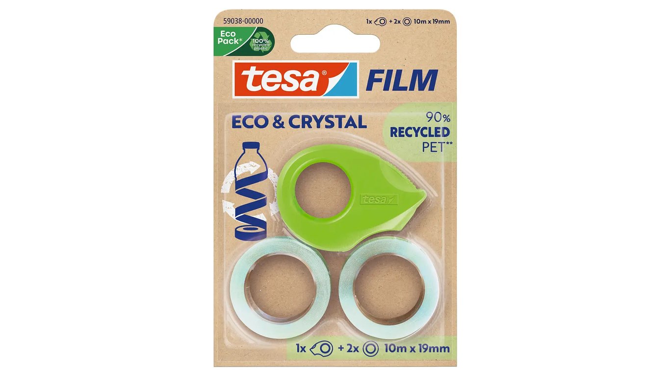 TESA Eco & Crystal Nadaje się do użytku w pomieszczeniach Przystosowane do użytku na zewnątrz 10 m Polistyren (PS) Przezroczysty