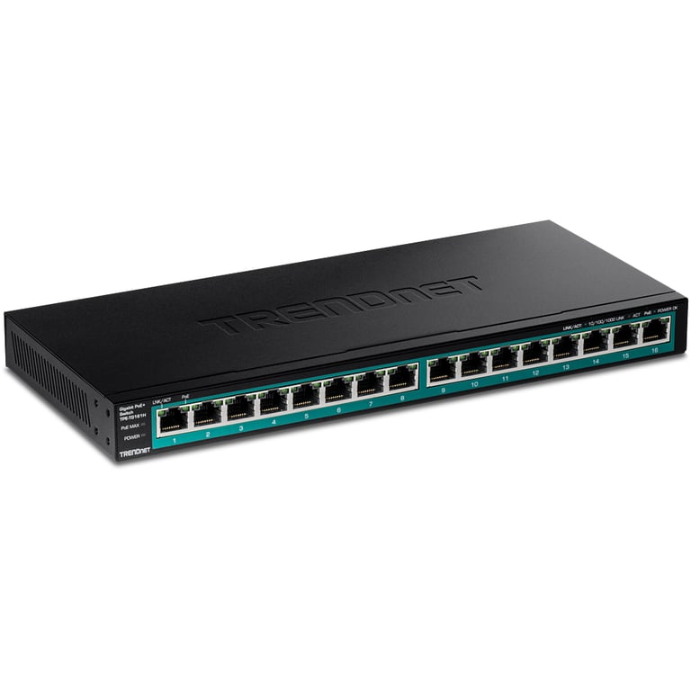 Trendnet TPE-TG161H łącza sieciowe Gigabit Ethernet (10/100/1000) Obsługa PoE Czarny
