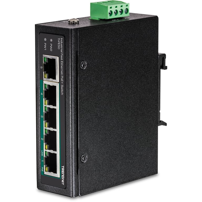 Trendnet TI-PE50 łącza sieciowe Nie zarządzany Fast Ethernet (10/100) Obsługa PoE Czarny