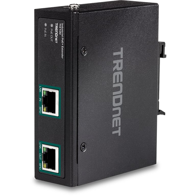 Trendnet TI-E100 przedłużacz sieciowy Nadajnik sieciowy Czarny 10, 100, 1000 Mbit/s