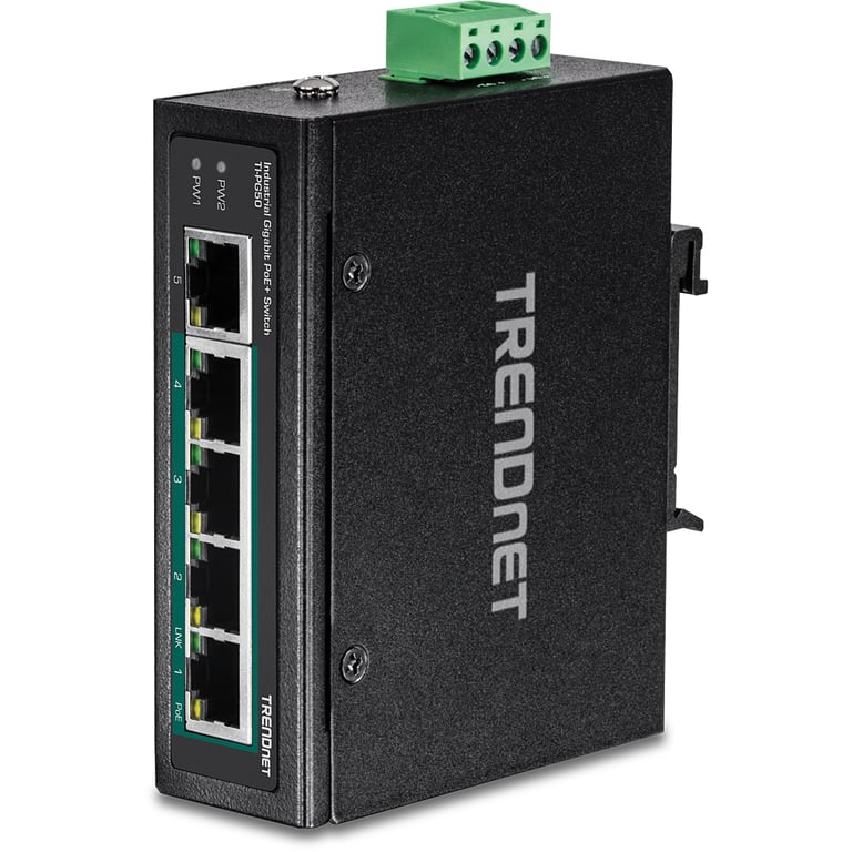 Trendnet TI-PG50 łącza sieciowe Nie zarządzany Gigabit Ethernet (10/100/1000) Obsługa PoE Czarny