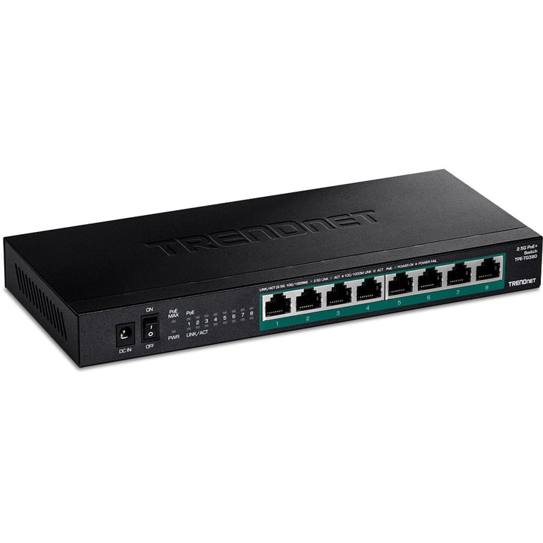 Trendnet TPE-TG380 łącza sieciowe Nie zarządzany 2.5G Ethernet (100/1000/2500) Obsługa PoE Czarny