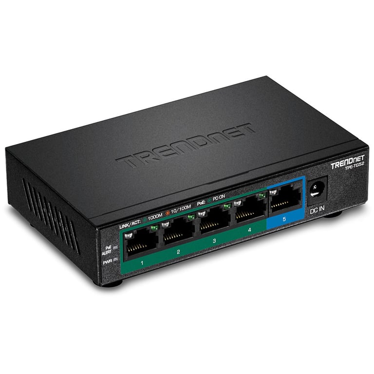 Trendnet TPE-TG52 łącza sieciowe Nie zarządzany Gigabit Ethernet (10/100/1000) Obsługa PoE Czarny