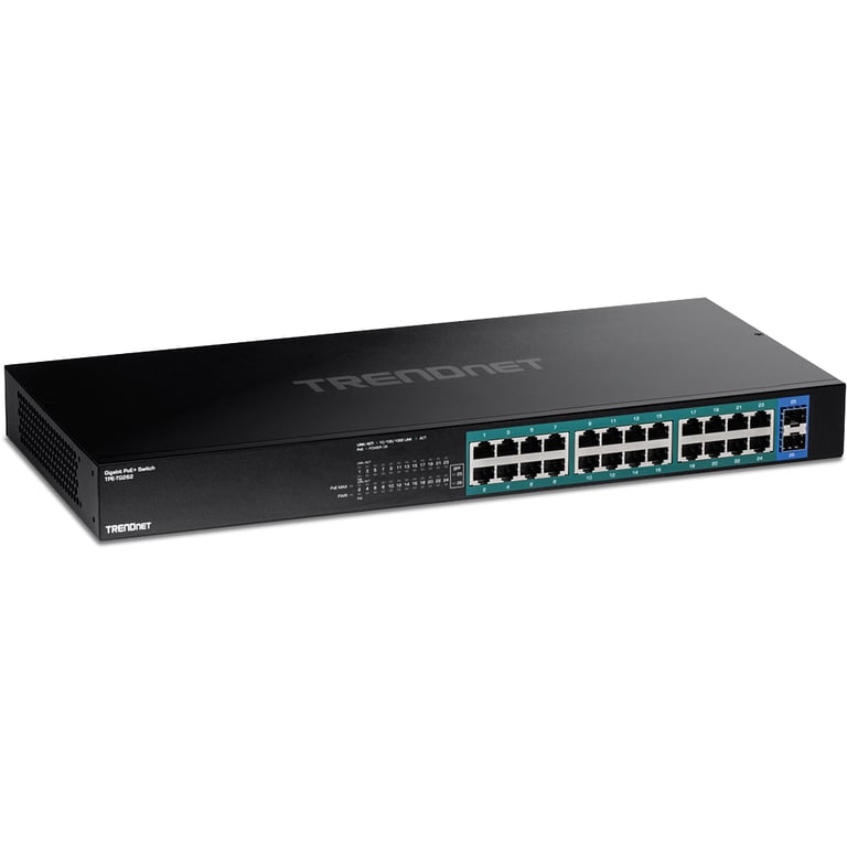 Trendnet TPE-TG262 łącza sieciowe Nie zarządzany L2 Gigabit Ethernet (10/100/1000) Obsługa PoE 1U Czarny