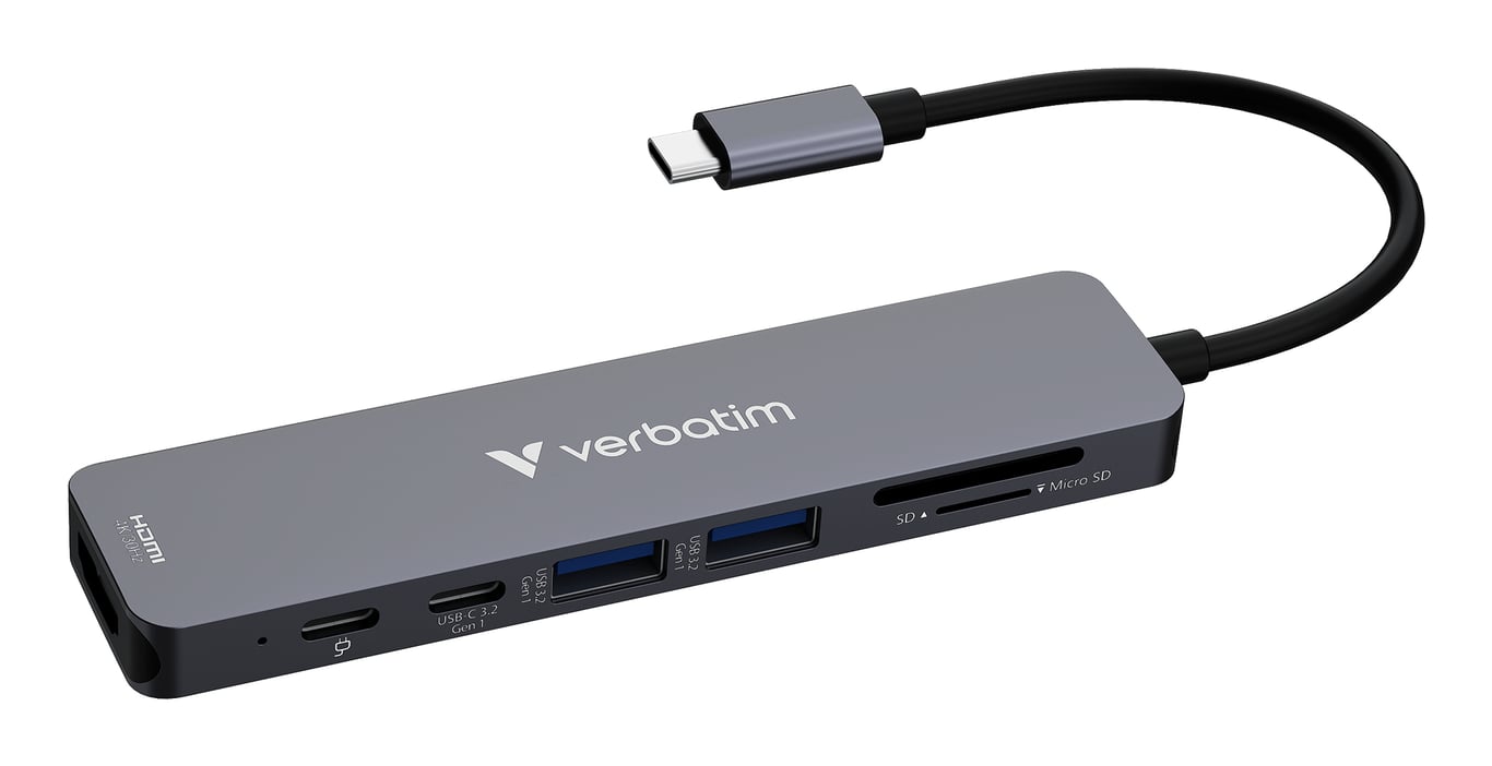 Verbatim 32158 huby i koncentratory USB 3.2 Gen 1 (3.1 Gen 1) Type-C 5000 Mbit/s Szary